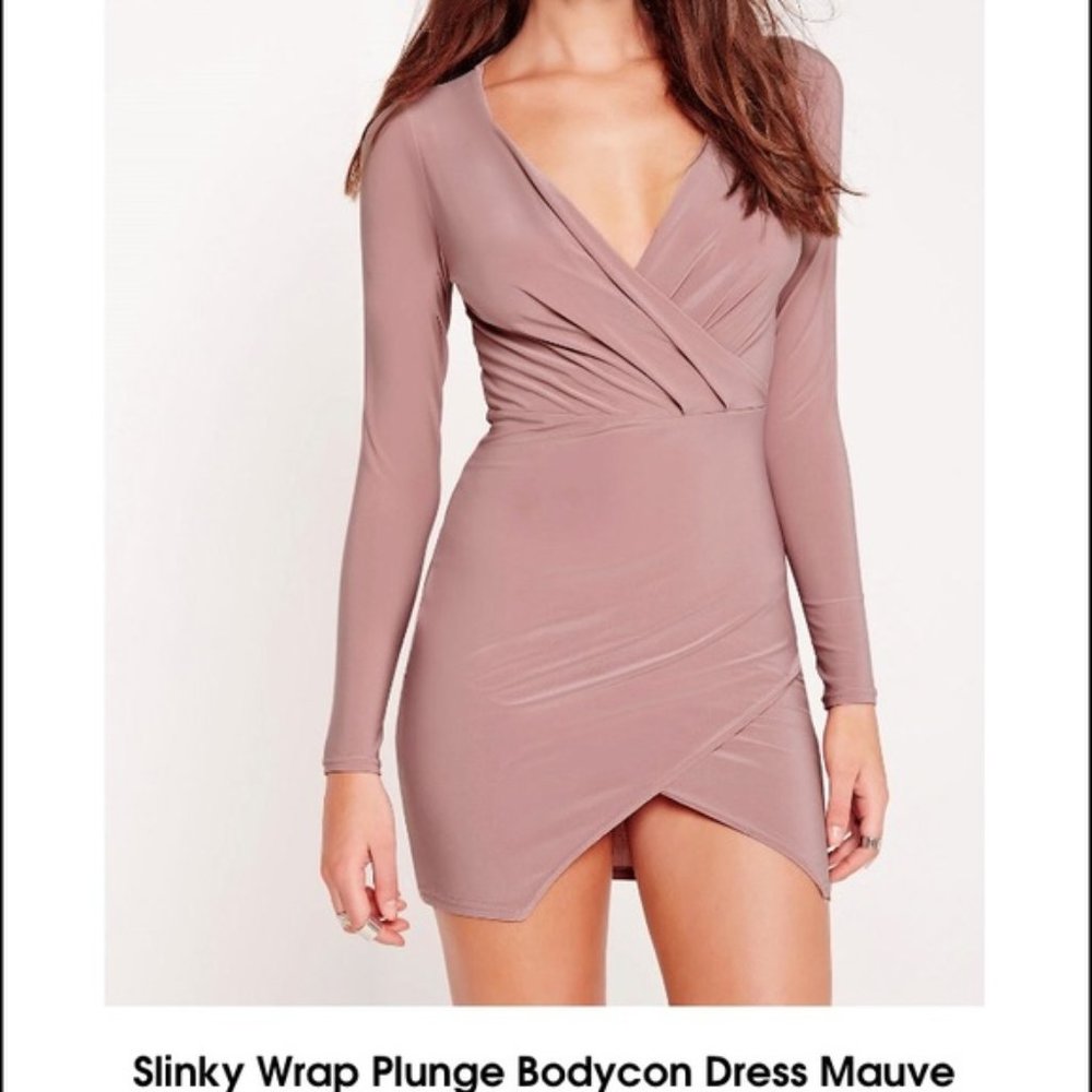 Missguided Mauve BodyCon Long Sleeve Dress